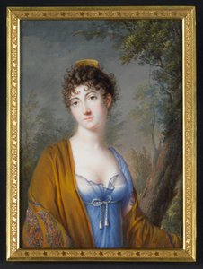 Dame in Blau mit gelbem Schal