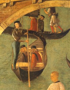 Wunder des Kreuzes an der Brücke von San Lorenzo von Gentile Bellini (1429-1507), Tempera auf Holz, 323x430 cm, Detail, ca. 1500 von Gentile Bellini