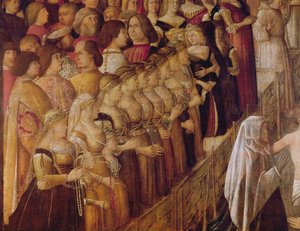 Das Wunder des Kreuzes an der Brücke von San Lorenzo (Detail) von Gentile Bellini