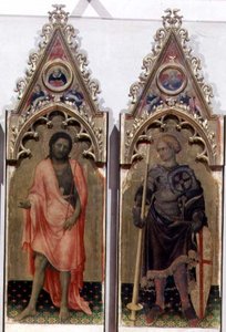 Zwei Heilige aus dem Quaratesi-Polyptychon: St. Johannes der Täufer und St. Georg 1425 (Detail) von Gentile da Fabriano