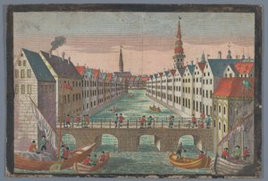 Ansicht der Nikolaifleet gegenüber der Sankt Nikolaikirche in Hamburg