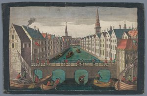 Ansicht der Nikolaifleet gegenüber der Sankt Nikolaikirche in Hamburg