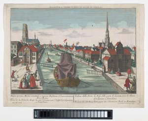 Ansicht der Wester Oude Hoofdpoort und der Ooster Oude Hoofdpoort in Rotterdam von Georg Balthasar Probst