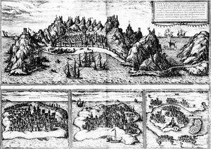 Ansichten von Aden, Mombasa, Quiloa und Cefala, aus Georg Brauns 