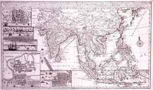 Indien bis West-Neuguinea einschließlich Südjapan und die Philippinen, graviert von J.B. Bruhl, ca. 1737
