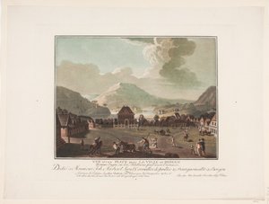 Ansicht eines Platzes in der Stadt Bergen von Georg Haas