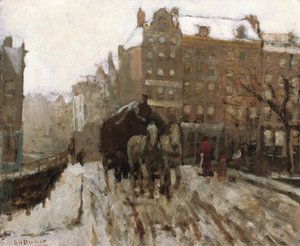 Brücke über den Singel-Kanal bei der Paleisstraat, Amsterdam, ca. 1895-1900 von Georg Hendrik Breitner