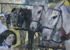 Pferdebahn auf dem Dam von Amsterdam, 1893 von George Hendrik Breitner