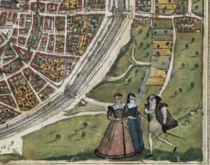 BRAUN, George (1541-1622). ORTELIUS, Abraham (1527-1598). HOGENBERG, Franz (1535-1590). Civitatis Orbis Terrarum (Theatrum orbis terrarum). 1572-1617. Paris (1572). Linkes unteres Detail. Band I. Radierung. SPANIEN. KASTILIEN UND LEÓN. Salamanca. Universit von Georg Hogenberg Franz (1535 90) & Ortelius Abraham (1527 98) Braun