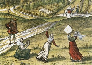 Andalusische Tänzer. Detail von Granada, in Band I "Civitatis Orbis Terrarum". Farbradierung von Abraham Ortelius (1527-1598), George Braun (1541-1622) und Franz Hogenberg (1535-1590), veröffentlicht 1572-1617 von Georg Hogenberg Franz and Ortelius Abraham Braun
