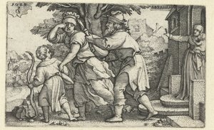 Abraham vertreibt Hagar und Ismael (Verhaal van Abraham) von Georg Pencz