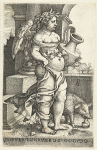 Völlerei (Gula) Gvla innvmeros occido (Titel auf dem Objekt) Sieben Todsünden (Serientitel) von Georg Pencz