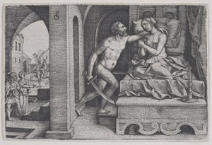 Tarquinius vergewaltigt Lucretia, aus Szenen der römischen Geschichte