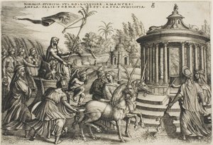 Der Triumph der Keuschheit, Platte zwei aus Die Triumphe von Petrarca von Georg Pencz