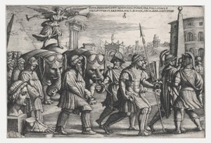 Der Triumph des Ruhms über die Keuschheit, aus Die Triumphe des Petrarca