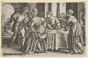 Tobias verlässt den Tisch, aus der Geschichte von Tobias von Georg Pencz
