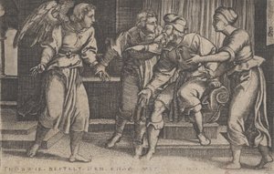 Tobias und der Erzengel Raphael, aus der Geschichte von Tobias, 1543 von Georg Pencz