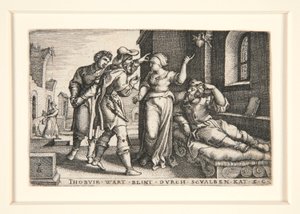 Tobit erblindet, Tafel 3 aus der Serie Die Geschichte von Tobit von Georg Pencz