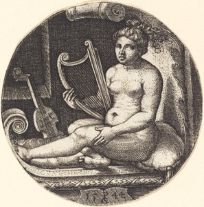Frau mit Harfe von Georg Pencz