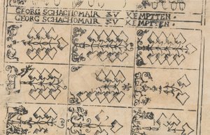 Blatt mit Spielkarten von Georg Schachomair