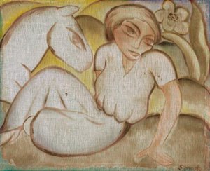 Frau mit Esel