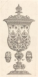 Kelch mit zwei Masken auf dem Deckel von Georg Wechter I