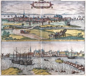 Hafnia, Illustration aus Civitates Orbis Terrarum von Georg Braun und Franz Hogenberg