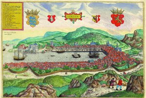 Bergen, Norwegen von Georg and Hogenberg Franz (1535 90) Braun