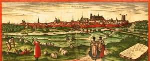 Bourges, - Römische Stadt von Georg and Hogenberg Franz (1535 90) Braun