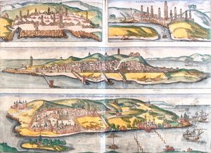 Casablanca, Azemmour, Diu, Goa, Marokko, Indien von Georg and Hogenberg Franz (1535 90) Braun