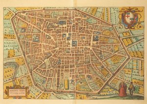 Karte von Bologna aus Civitates Orbis Terrarum von Georg Braun