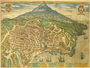 Karte von Catania aus Civitates Orbis Terrarum von Georg Braun von Georg Braun and Hogenberg Franz