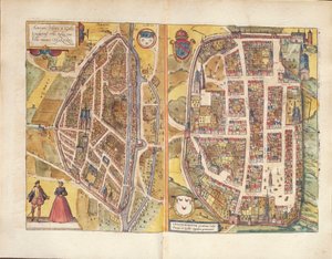 Karte von Chateaudun und Chartres, Frankreich, aus Civitates Orbis Terrarum von Georg Braun