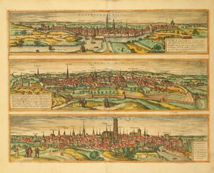 Karte von Hertogenbosch, Leuven und Mechelen aus Civitates Orbis Terrarum von Georg Braun von Georg Braun and Hogenberg Franz