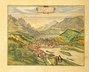 Karte von Innsbruck aus Civitates Orbis Terrarum von Georg Braun