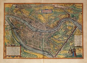 Karte von Lyon, Frankreich aus Civitates Orbis Terrarum von Georg Braun and Hogenberg Franz