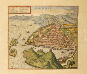 Karte von Marseille aus Civitates Orbis Terrarum von Georg Braun