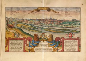 Karte von München, Deutschland, aus Civitates Orbis Terrarum von Georg Braun