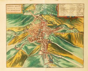Karte von Perugia aus Civitates Orbis Terrarum von Georg Braun
