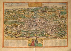 Karte von Rom aus Civitates Orbis Terrarum von Georg Braun
