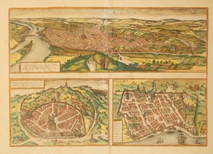 Karte von Rouen, Nimes und Bordeaux aus Civitates Orbis Terrarum