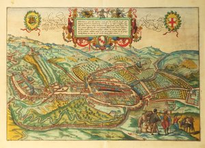 Karte von Serravalle Scrivia, Region Piemont aus Civitates Orbis Terrarum von Georg Braun von Georg Braun and Hogenberg Franz