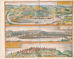 Karte von Trier, Koblenz und Rothenburg ob der Tauber aus 