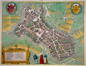 Karte der Stadt Lille aus „Civitates Orbis Terrarum“ von Georg Braun (1541-1622) und Frans Hogenberg (1535-1590) Um 1572-1617. Paris, B.N.