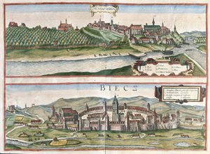 Sandomierz und Biecz, Polen von Georg Braun and Hogenberg Franz