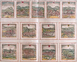 Schwyz, Unterwalden, Zug, Glarus, Basel, Zürich, Bern, Luzern, Kanton Uri, Freiburg, Schaffhausen, Appenzell, Schweiz von Georg and Hogenberg Franz (1535 90) Braun
