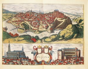 Spanien, Toledo, Stadt Toledo aus Civitates Orbis Terrarum von Georg Braun und Franz Hogenberg, Gravur