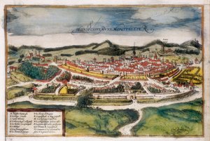 Plan der Stadt Montpellier von Georg Braun and Hogenberg Franz