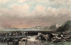 Eingang zum Hafen von Shields, graviert von W. Finden