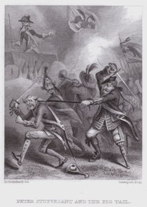 Peter Stuyvesant und der Zopf (Gravur) von George (after) Cruikshank